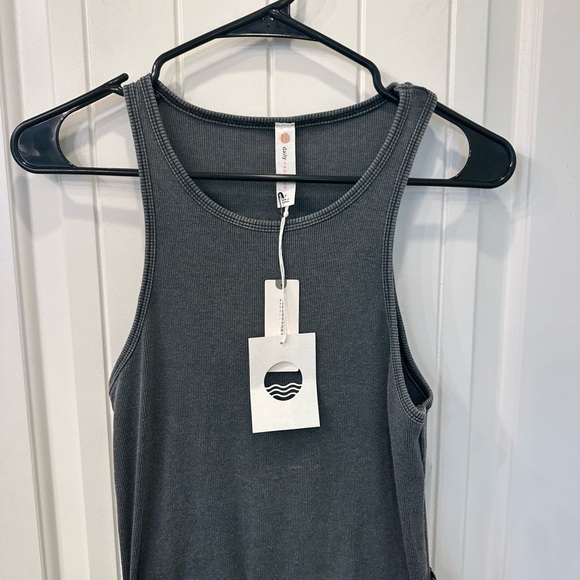 NWT Daily Practice Anthropologie Be Bold Racerback Twofer Midi Dress Dark Gray S - Picture 5 of 8